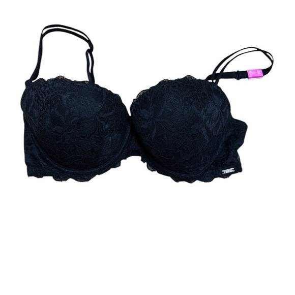 VICTORIA'S SCRET PINK .Black Lace push up bra 34D - Picture 1 of 8